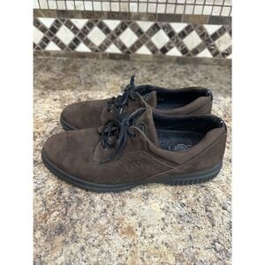 Ecco Soft Womens Athletic Shoes Brown Nubuck Lace Up Suede Size 40